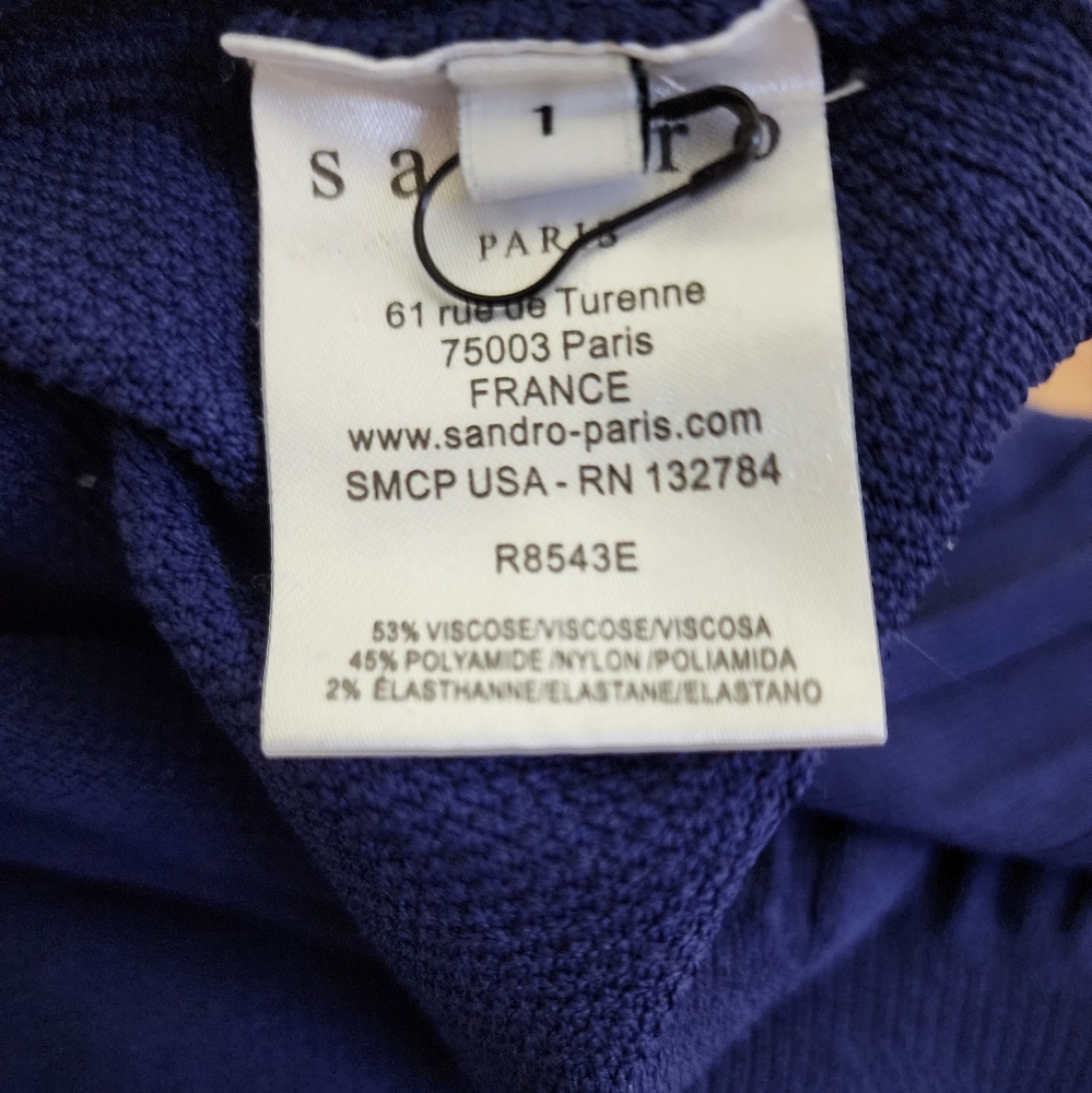 Sandro Blue Knit Short Sleeve Dress - Picture 11 of 12